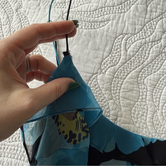 Vintage 90s Betsey Johnson Silk Floral Print Spaghetti Strap Maxi Dress - Picture 8 of 15